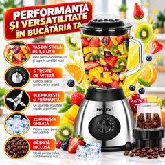 Blender Multifuncțional HALEY 1200W, Capacitate 1.5L, Motor Puternic, Design Compact și Versatil