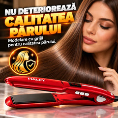 Placă de Îndreptat Părul HALEY HY-3022, 60W, Încălzire Rapidă, Modelare de Lungă Durată, Nu se Lipește de Păr, Hair Straightener, Roșu