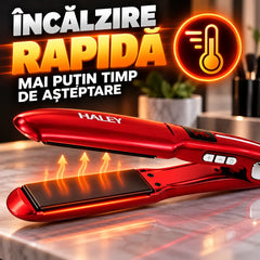 Placă de Îndreptat Părul HALEY HY-3022, 60W, Încălzire Rapidă, Modelare de Lungă Durată, Nu se Lipește de Păr, Hair Straightener, Roșu