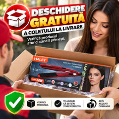 Placă de Îndreptat Părul HALEY HY-3022, 60W, Încălzire Rapidă, Modelare de Lungă Durată, Nu se Lipește de Păr, Hair Straightener, Roșu