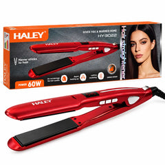 Placă de Îndreptat Părul HALEY HY-3022, 60W, Încălzire Rapidă, Modelare de Lungă Durată, Nu se Lipește de Păr, Hair Straightener, Roșu