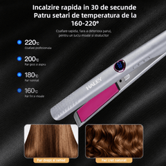 Placă De Păr Cu Control Temperatură 100-230°C, Încălzire Rapidă PTC Și Indicator Luminos
