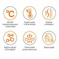 Placă De Îndreptat Părul HALEY HY-3013, 56W, Temperatură Reglabilă 100–230°C, Încălzire Rapidă PTC, Afișaj Digital