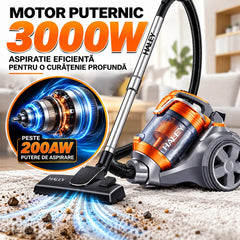 Aspirator portabil HALEY, cu aspirație mare, 4 litri, 3000W, cu saci, Portocaliu/Gri