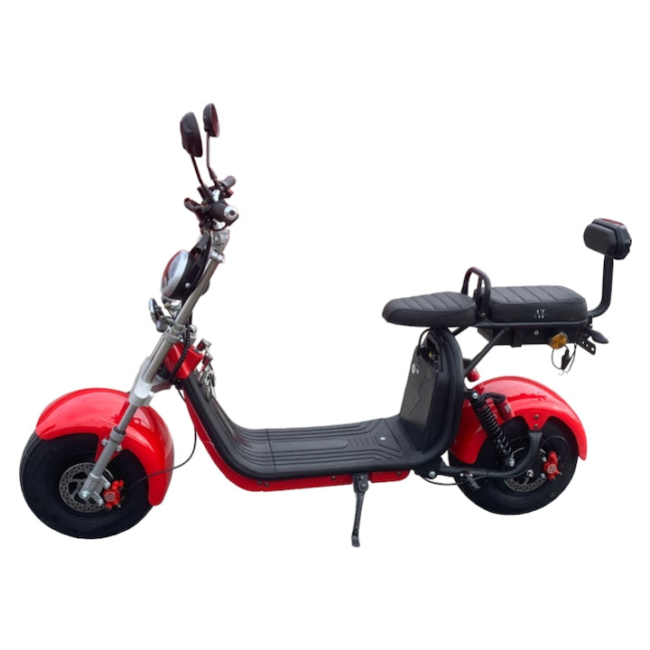 Scuter Electric 2 Persoane, Viteză Limitată 25 km/h – Fără Permis, Viteza maxima 45 km/h, Autonomie 90 km, Motor 1500W, 2X Baterie 20Ah, Suspensie Hidraulică, COC Inclus