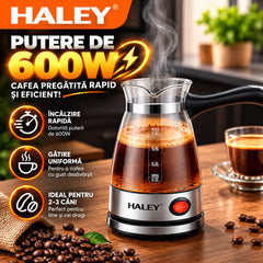 Ibric Electric HALEY® HY-8926, 600W, Capacitate 500 ml, Protecție Boil-Dry, Bază Rotativă 360°