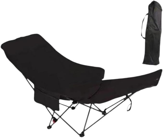 Pachet de 2x Scaun pliabil tip lounge AT PERFORMANCE® – Reclinabil, 4 poziții, reglabil, pentru camping, plajă și pescuit, cu husă de transport – Negru