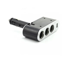 Priza Bricheta Auto, Tripla cu port USB, Redare Audio de pe telefoane, Fara Fir, Negru