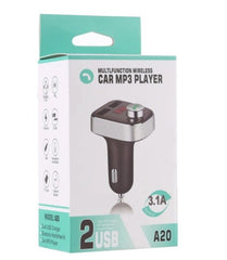 Modulator auto A20, Audio, mp3 player, dual USB, 3.1A, Bluetooth, FM, negru cu argintiu