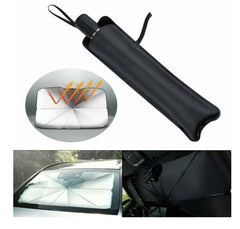 Parasolar Auto Pliabil, Pentru Masina, 140 X 75 Cm, In Forma De Umbrela, Negru-Argintiu, Rezistent UV