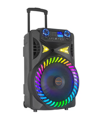Boxa portabila 15 Inch, Bluetooth Kolav - F1515, Tip troler, USB, Radio FM, Microfon, Telecomanda, joc de lumin RGB, 300w, Maner Transport