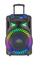 Boxa portabila 15 Inch, Bluetooth Kolav - F1515, Tip troler, USB, Radio FM, Microfon, Telecomanda, joc de lumin RGB, 300w, Maner Transport