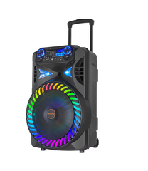 Boxa portabila 15 Inch, Bluetooth Kolav - F1515, Tip troler, USB, Radio FM, Microfon, Telecomanda, joc de lumin RGB, 300w, Maner Transport