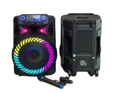 Boxa portabila 15 Inch, Bluetooth Kolav - F1515, Tip troler, USB, Radio FM, Microfon, Telecomanda, joc de lumin RGB, 300w, Maner Transport