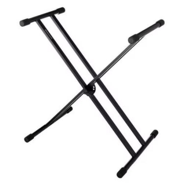 Stativ pentru Orga, Inaltime si Latime Ajustabile, Capacitate Maxima 25 Kg, Insertii de Cauciuc, Constructie In X, Picioare Anti-alunecare, Design Clasic, Negru