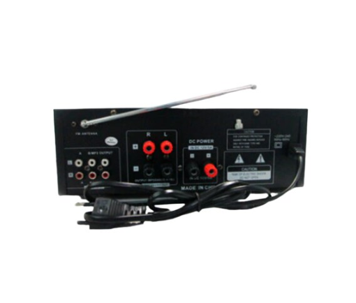 Amplificator de Boxe Karaoke, 2 x 40 W, Intrare USB si SD, Radio FM, Telecomanda, 4-16 ohm, 20 Hz-20 KHz, Modern, Negru