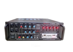 Amplificator de Boxe Karaoke, 2 x 40 W, Intrare USB si SD, Radio FM, Telecomanda, 4-16 ohm, 20 Hz-20 KHz, Modern, Negru