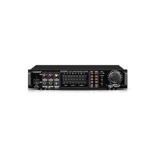 Amplificator Bluetooth cu Egazilator, AT PERFORMANCE ®, 2 x Intrari Microfon, 2 x 100W, USB/Card, Impedanta 8 ohmi, Design Compacta, Negru