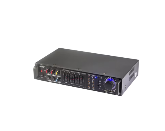 Amplificator Bluetooth cu Egazilator, AT PERFORMANCE ®, 2 x Intrari Microfon, 2 x 100W, USB/Card, Impedanta 8 ohmi, Design Compacta, Negru