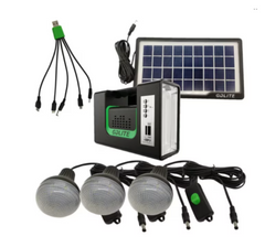 Kit Solar alimentare dispozitive la USB, Lanterna, 3 becuri cu panou solar portabil, mp3, FM GD Lite 10