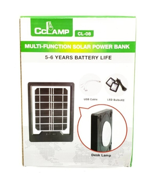 Kit Panou Solar 2 Becuri LED, Slot USB, Baterie Litiu 5000 mAH, Incarcare 8 h, Autonomie 15 h, Rezistent la Intemperii, DC 5V, Negru