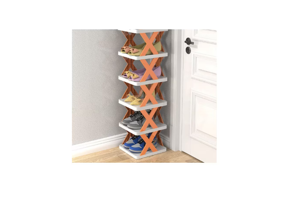 Pantofar, AT PERFORMANCE®, cu 6 rafturi, modular, alb / Portocaliu