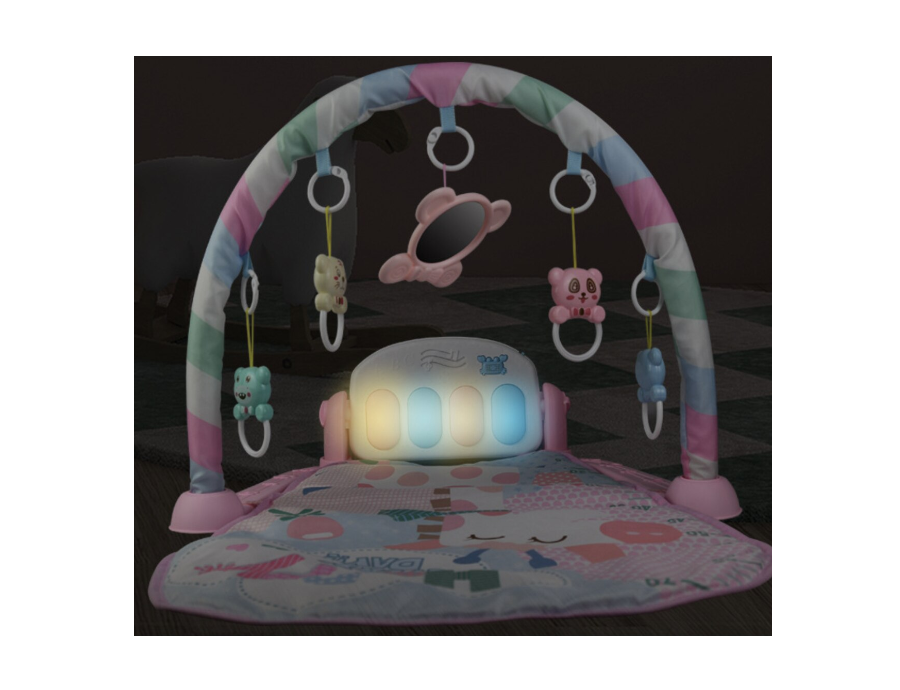 Saltea de Activitati si Joaca, muzicala pentru bebelusi, Multifunctional, Pian si Oglinda Detasabile, Jucarii Zornaitoare, Roz deschis, 0+ luni