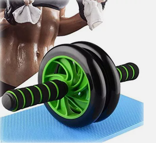 Roata dubla Fitness AT PERFORMANCE®, antiaderenta pentru abdomen, albastra.