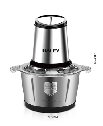 Tocator Universal Electric HY-1220 pentru Carne si Legume, Capacitate 2L, Bol Inox, 4 Lame Premium din Otel Inoxidabil, Motor Puternic 1000W