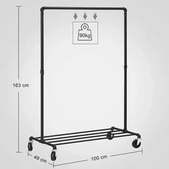 Pachet Promoțional 2x Suport Mobil, pentru Haine, AT PERFORMANECE ®, Umerase si Incaltaminte, Inaltime Reglabila, 163X100X49 Cm, Negru