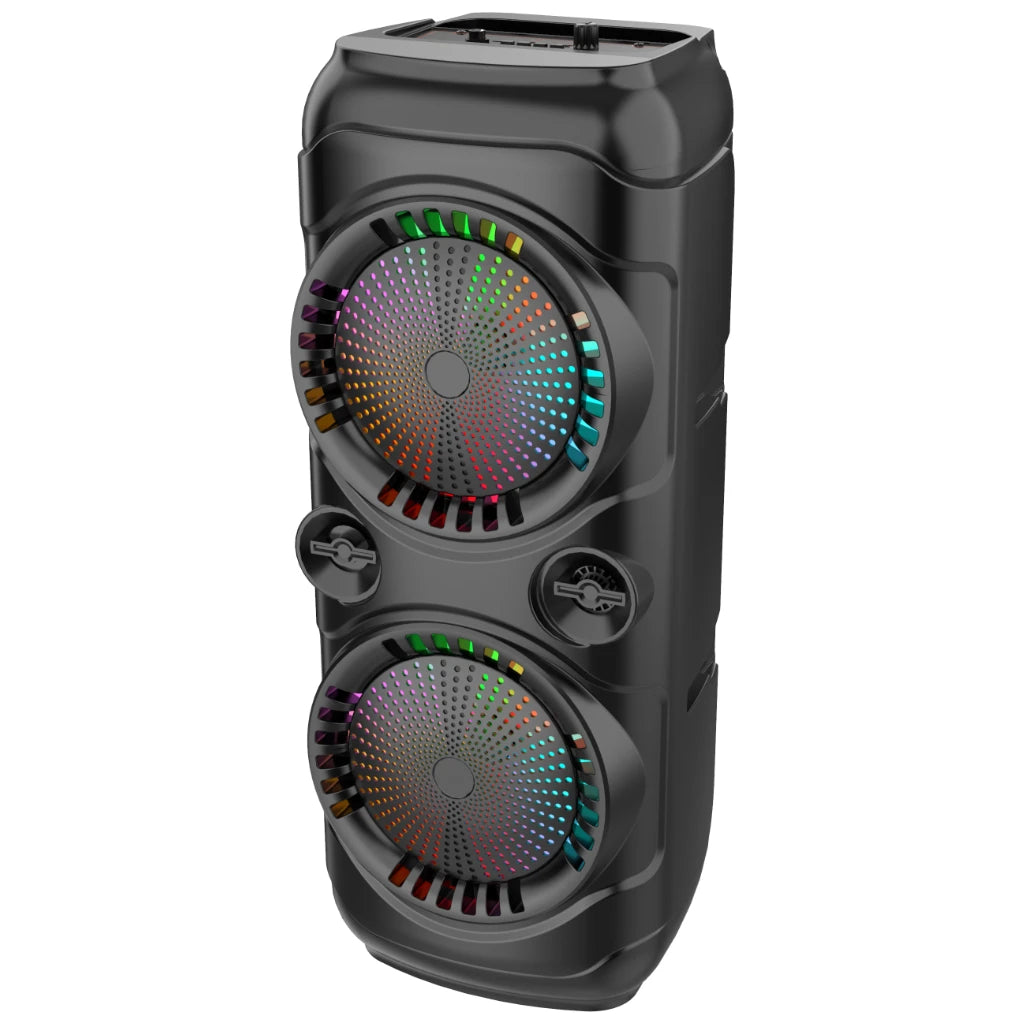 Boxă Portabilă AT Performance ZQS8229W cu Difuzoare 8" ×2, 40W și Baterie 4500 mAh – LED RGB, Microfon Inclus