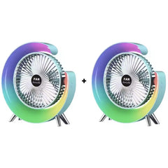 Pachet 2x Ventilator Portabil Verde AT PERFORMANCE® – LED RGB, USB, 3 Viteze, Reglabil 180°