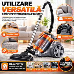 Aspirator portabil HALEY, cu aspirație mare, 4 litri, 3000W, cu saci, Portocaliu/Gri