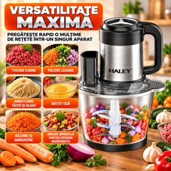 Tocător Electric Multifuncțional HALEY HY-1244 – Putere de 1200W și vas de 3.5L din inox pentru tocare rapidă și versatilă