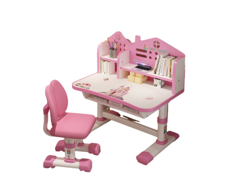 Set birou AT PERFORMANCE®, pentru copii, Mobila pentru casa copilului roz, de studiu și scaun.