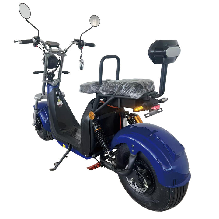 Scuter Electric 2 Persoane, Viteză Limitată 25 km/h – Fără Permis, Viteza maxima 45 km/h, Autonomie 90 km, Motor 1500W, 2X Baterie 20Ah, Suspensie Hidraulică, COC Inclus
