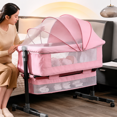Pătuț Reglabil și Portabil 6 în 1 KIDOO® pentru Bebe – Saltea, Plasă Anti-Țânțari și Coș de Depozitare