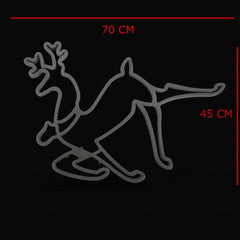 Decoratiune luminoasa Ren de Craciun AT PERFORMANCE®, 2 fete, cu Furtun LED, 57x50x4 cm, Alb cald.