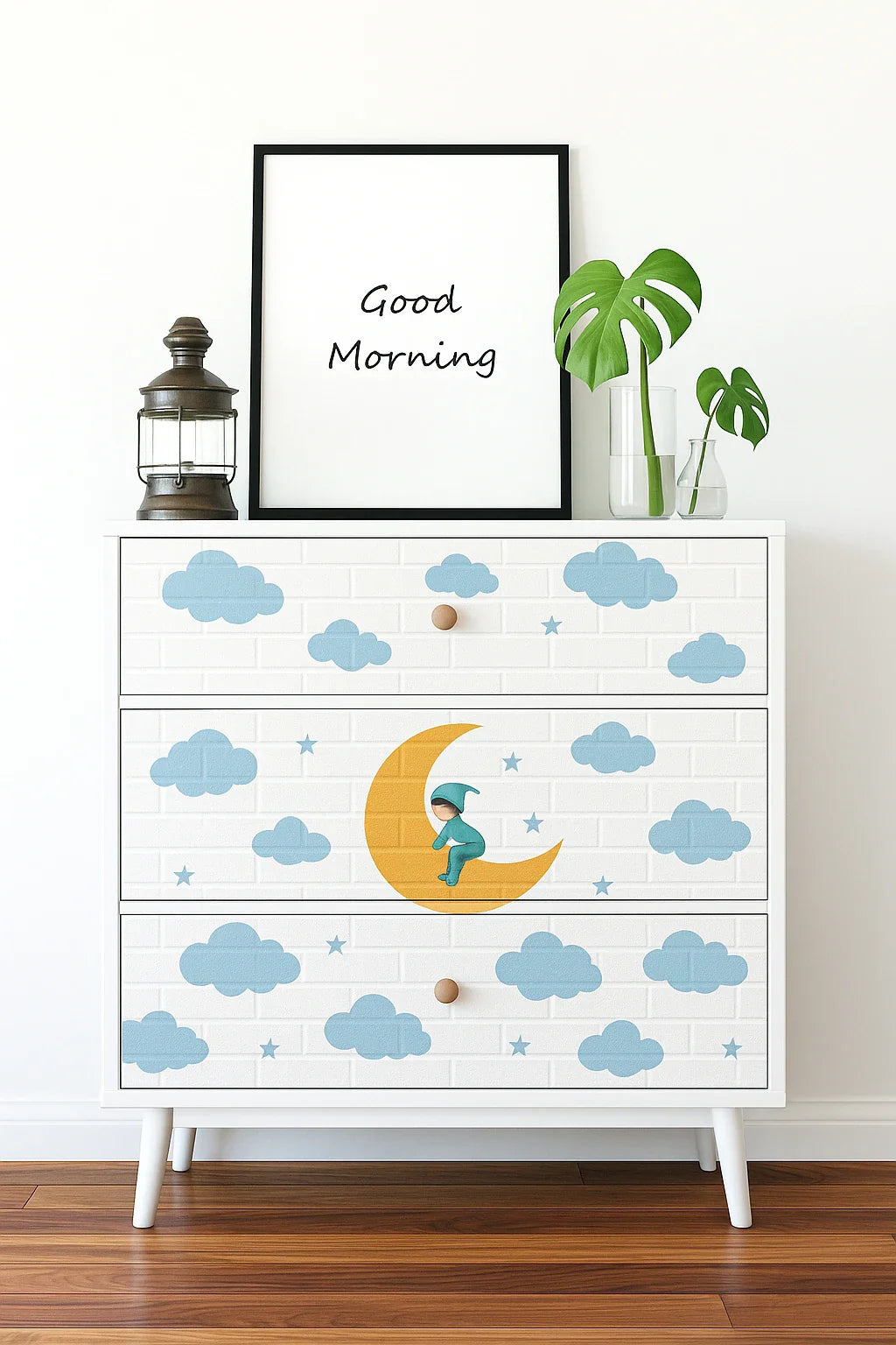 Set 10x Tapet Caramida 3D, AT PERFORMANCE®, autoadeziv, waterproof, usor de montat, design modern, 70x77X0.5 cm, alb, design modern luna