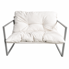 Set Mobilier Grădină AT PERFORMANCE® 4 Piese, Canapea 2 Locuri + 2 Fotolii + Măsuță cu Sticlă Securizată Neagră, Cadru Metalic