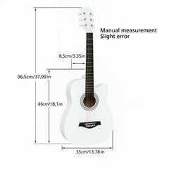 Chitară acustică 4/4 albă – design elegant, sunet clar și echilibrat