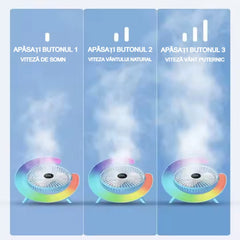 Ventilator Portabil AT PERFORMANCE® cu LED RGB, Reglaj 180°, 3 Viteze, USB, Verde