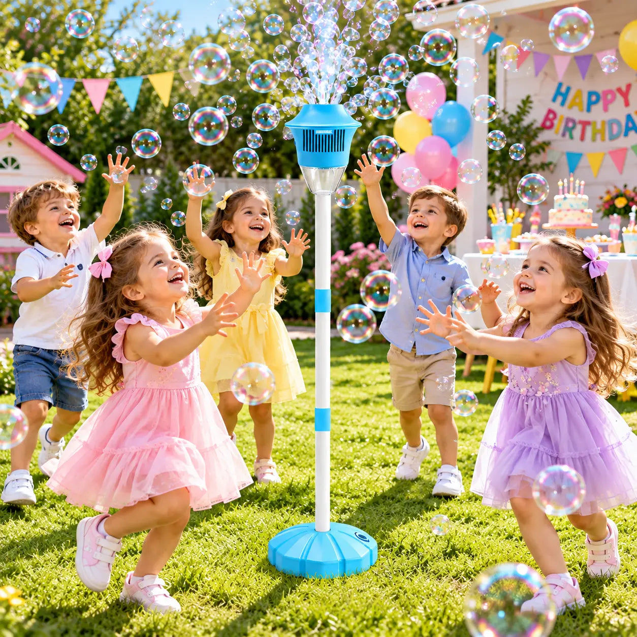 Lampă Bubble Torch pentru Copii cu Generator Automat de Baloane de Săpun,Blue Efecte Luminoase și Înălțime Reglabilă