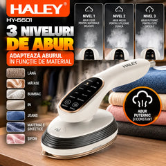 Aparat de Călcat Vertical și Orizontal cu Aburi HALEY® HY-6601, 2000W, Cap Rotativ la 90°, Panou de Control Tactil, Încălzire Rapidă în 20 Secunde, 3 Niveluri de Abur, Rezervor 120 ml, Funcție de Călcare Uscată