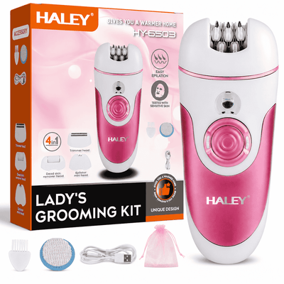 Epilator Reîncărcabil Pentru Femei Haley HY-6503, Set 4 În 1, 4 Capete, 2 Viteze, Wet & Dry, Accesorii Incluse