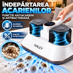 Aparat pentru Îndepărtarea Acarienilor și a Scamelor HALEY HY-1937, 500W, Putere de Aspirare 8500Pa, Sistem de Filtrare Multistrat, Funcție Antibacteriană, Display LED, Recipient 200 ml