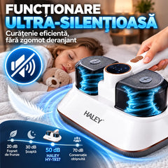 Aparat pentru Îndepărtarea Acarienilor și a Scamelor HALEY HY-1937, 500W, Putere de Aspirare 8500Pa, Sistem de Filtrare Multistrat, Funcție Antibacteriană, Display LED, Recipient 200 ml