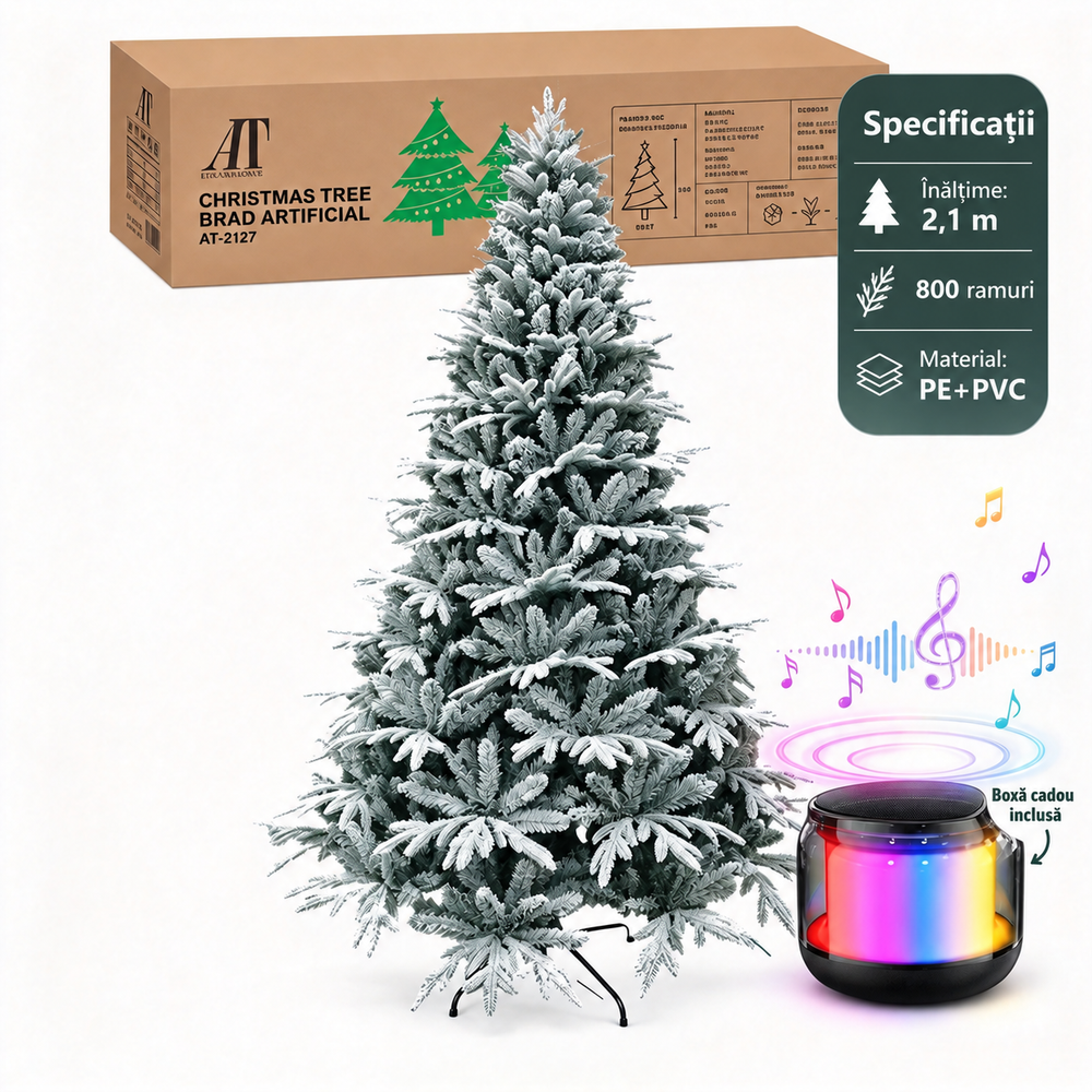 AT-2127 – specificații corectate 210 cm 800 ramuri și material PE+PVC