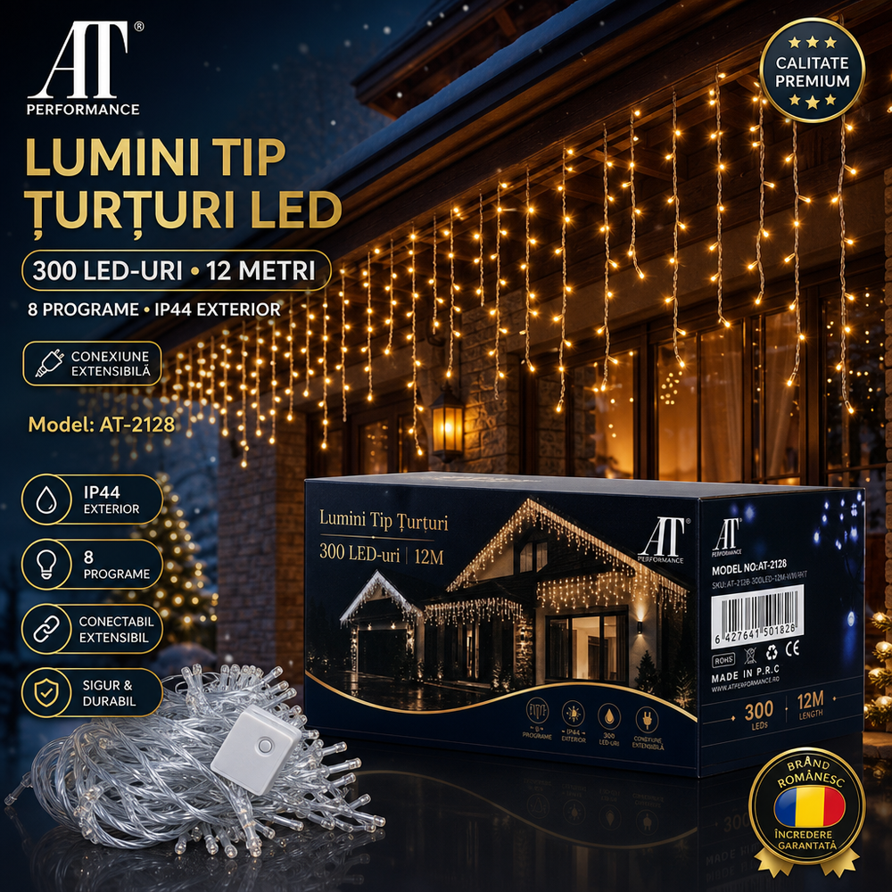 AT-2128 – țurțuri LED cu ambalaj și controler