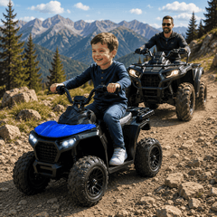 ATV Electric KIDOO pentru Copii 6V, Motor 380, Faruri LED, Pornire cu Buton, Design Off-Road, Albastru